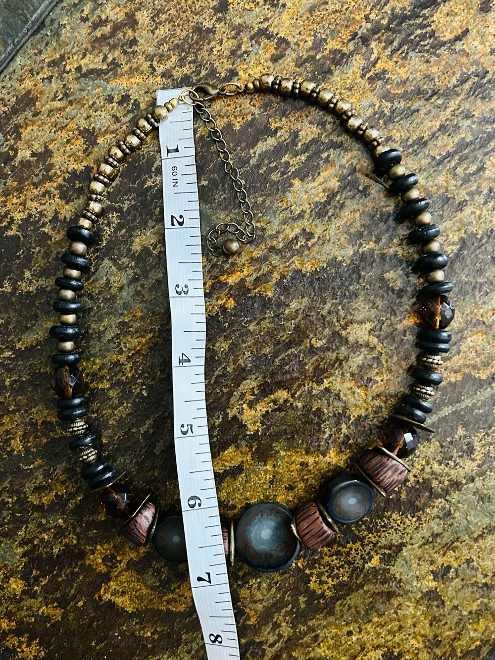 Matte Black and Brown Beaded Boho Necklace - Women Jewelry - Picture 5 of 6